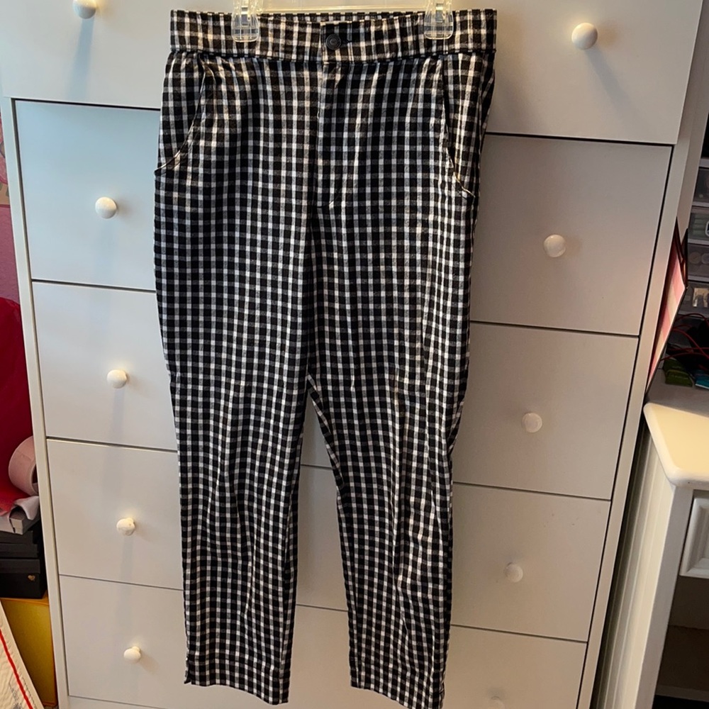 CHECKERED CROPPED BUSINESS CASUAL PANTS - Picture 1 of 4